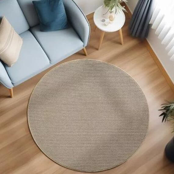 Tapis rond uni courtes mèches contemporain Breze